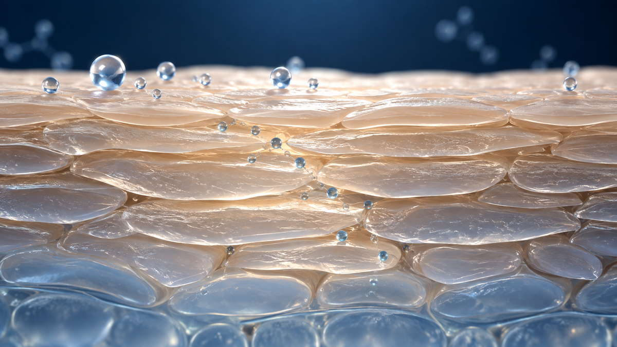 Layered skin barrier with small molecular forms illustrating the 500 Dalton rule