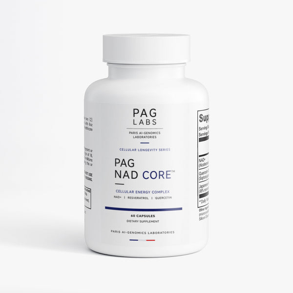 PAG NAD CORE bottle - NAD+ supplement with quercetin and trans-resveratrol, 60 capsules